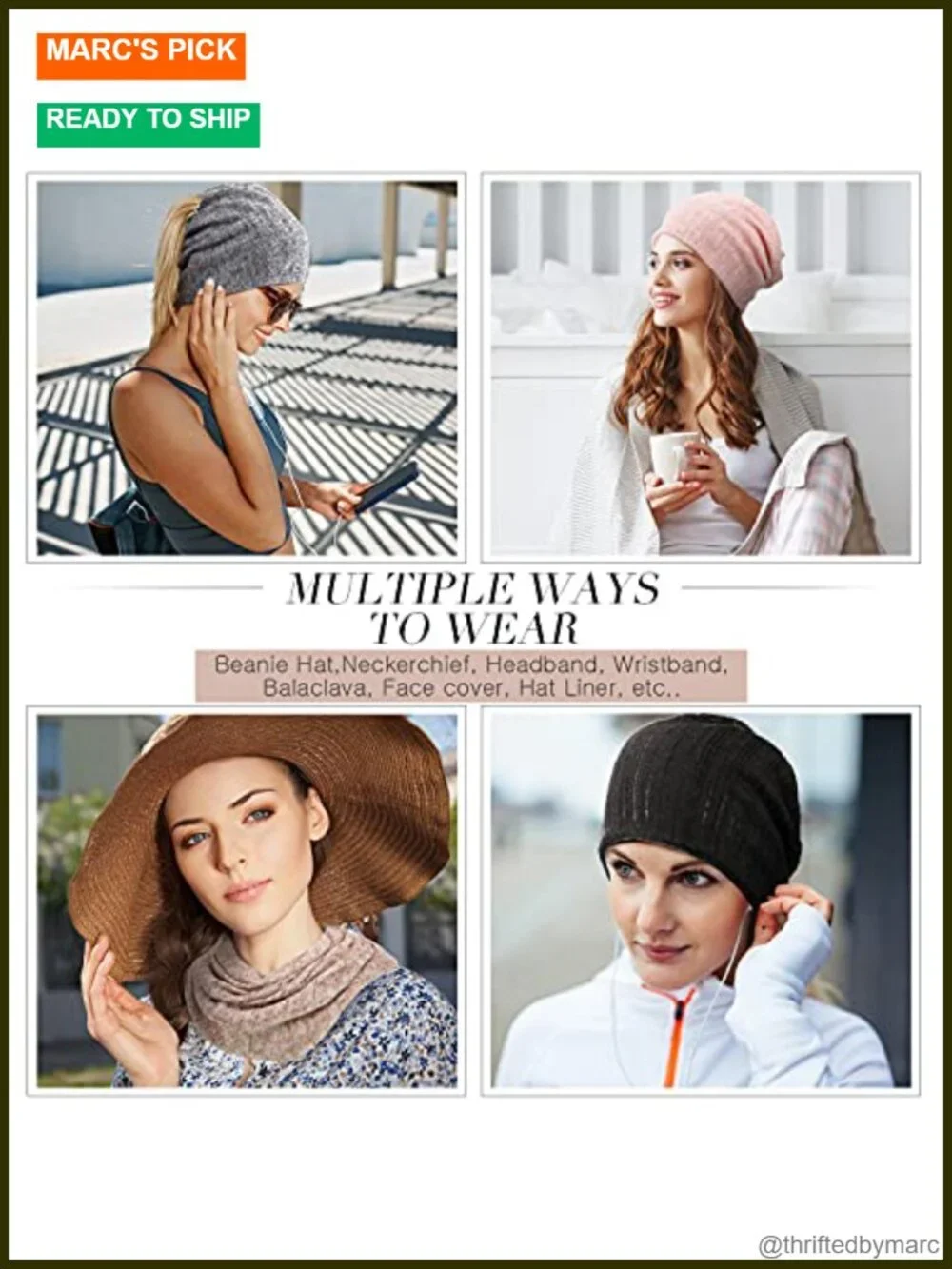 5-Pack Slouchy Beanie Chemo Hat Stretch Cancer Head Wraps Sleep Scarf